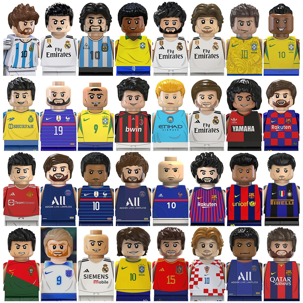 NEW FI-FA Rugby Team Football Soccer Player Pele Modrie Neymar Mini Toys Building Blocks Sets Minifigs Kids TV6501-TV6504