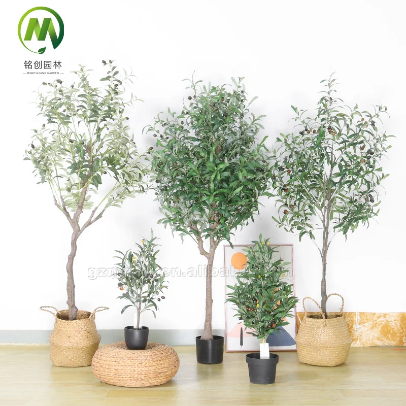 green artifical Olive tree bonsai fruits plants olive tree plants with cement pot for sale