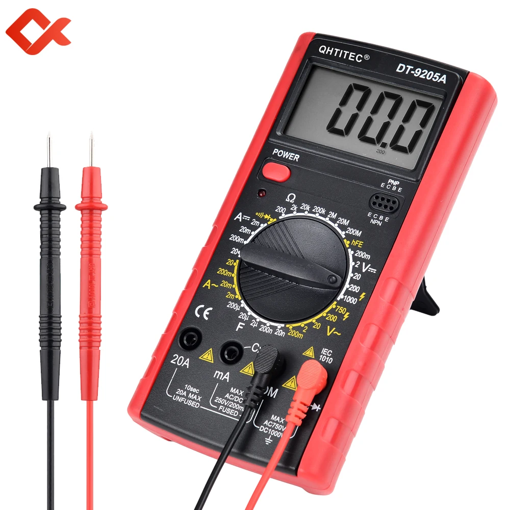  Мультиметр QHTITEC DT9205 профессиональный измеритель переменного/постоянного тока напряжения сопротивления емкости HFE
