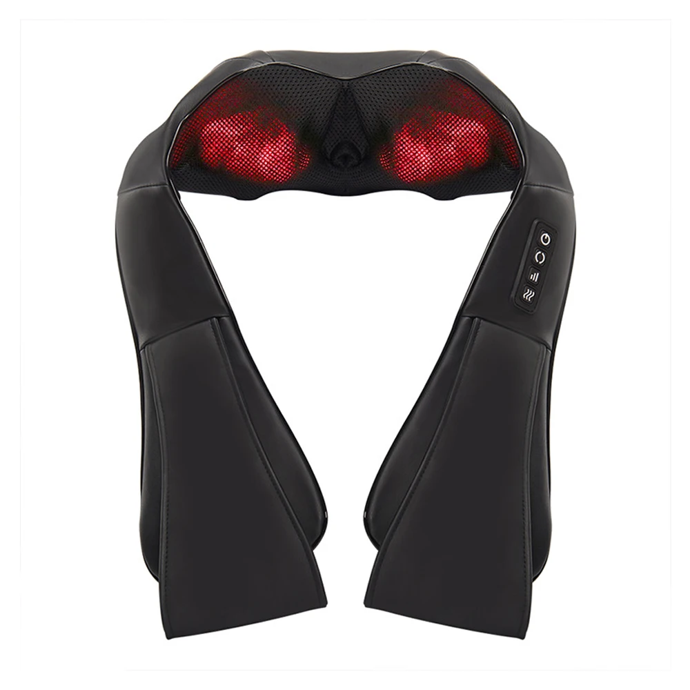 Acupressure knead thump auto pulse neck shoulder massager with heat kneading pillow