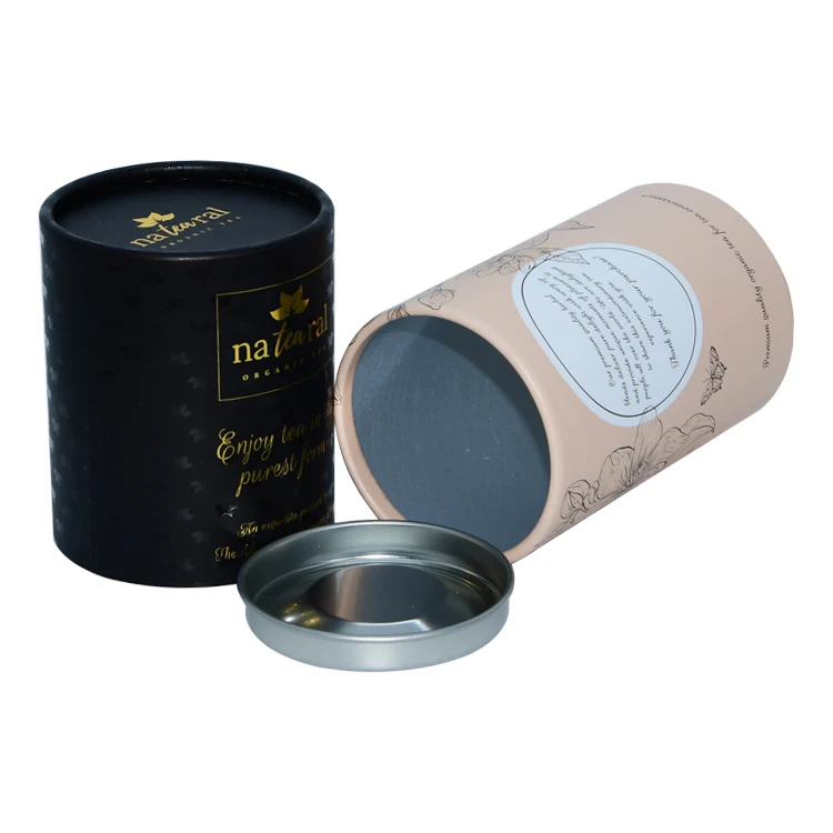Eco Friendly Custom Food Grade Round Cardboard 250g Tea / Coffee Bean Canister Paper Tube Packaging with Aluminium Foil Lining