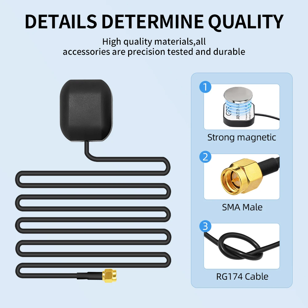 3 Meters RG174 Cable 1575.42MHz Active Car FAKRA-C Connector GPS Antenna Mini