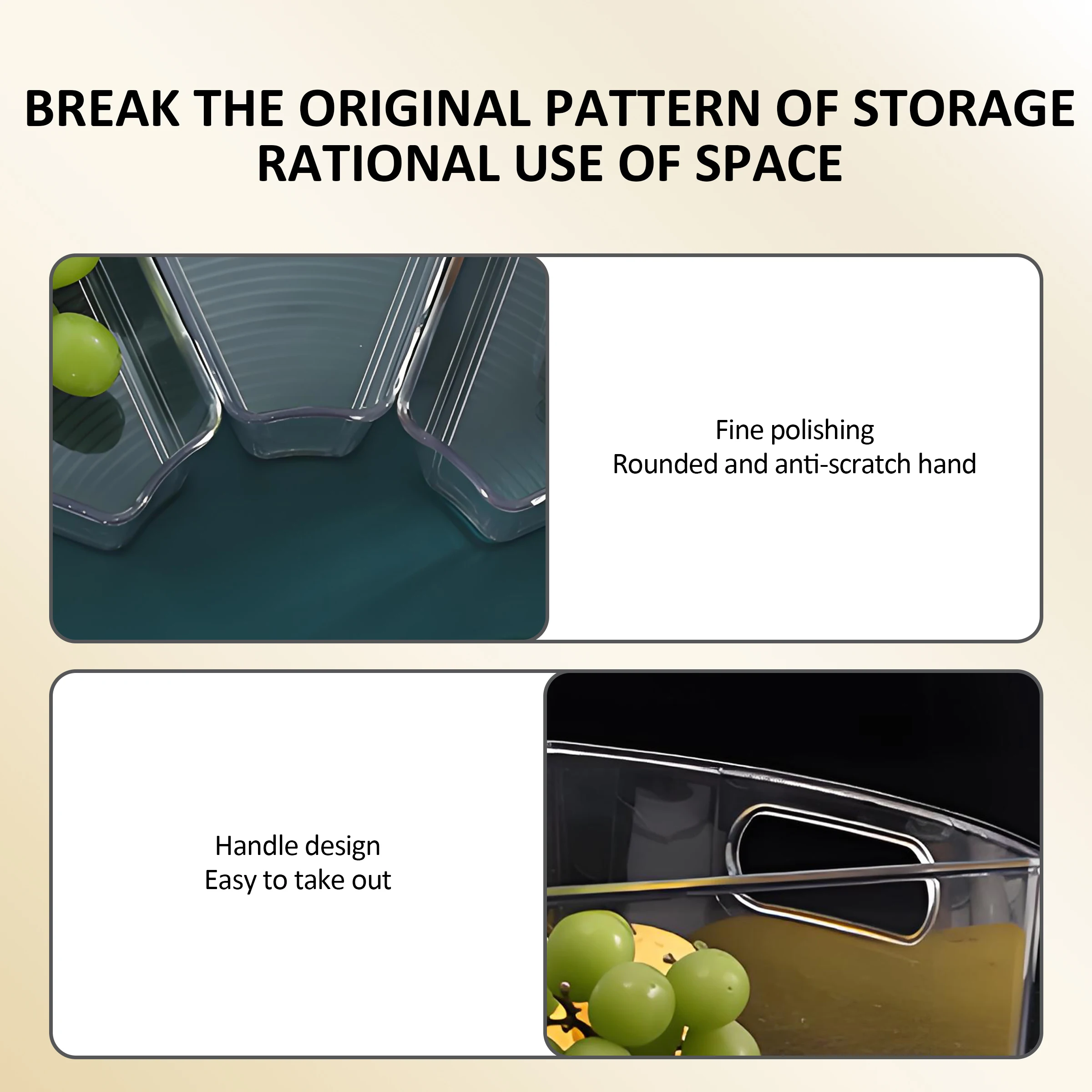 Hot Product Kitchen Clear Stackable Food Storage Bins Organizer For Cabinet With Handles