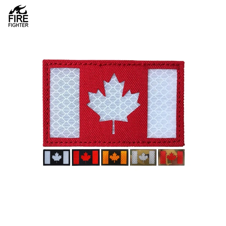 Canada Country Flag Laser Reflective Fabric Nylon Laser Flag Patch Tactical Uniform Sticker Reflective IR Patch