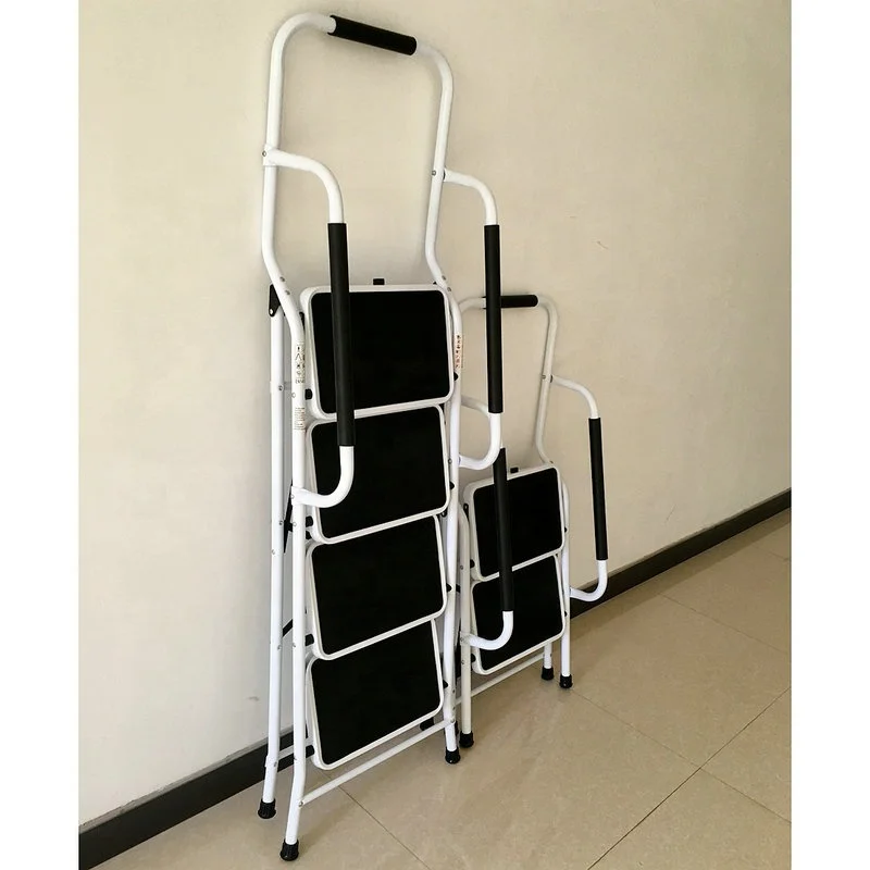 2 Step Safety Ladder with Handrail Steel Folding Step Ladder with Handle 2 Step Stool
