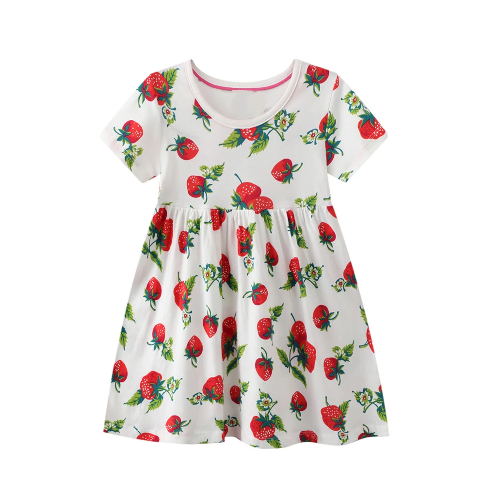 RTS New Arrival Baby Dress Strawberry Fashion Design Dress O Collar Casual Summer Clothes