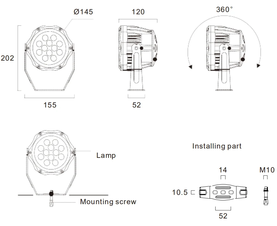 Max.27W LED SPOT LIGHT fixture IP66 water-proof monochrome RGB 3in1, RGBW 4in1 outdoor landscape palm tree patio garden lighting