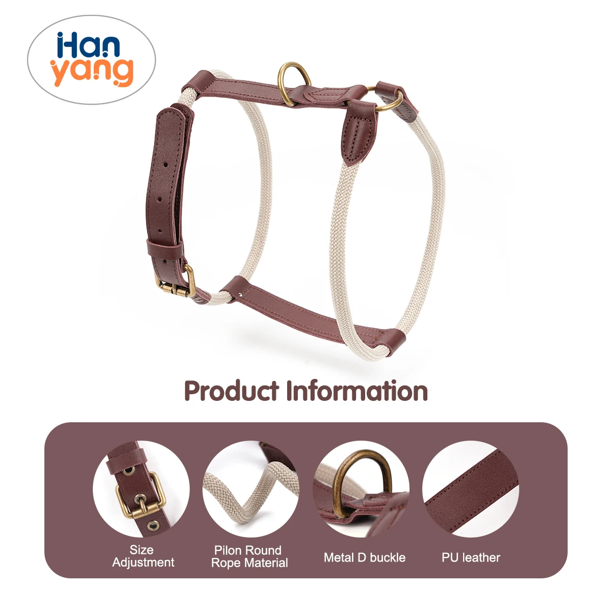 HanYang OEM Custom No Pull Dog Harness Nylon Vest L-Shaped Adjustable Easy Pet Harness for Small Medium Large Breeds