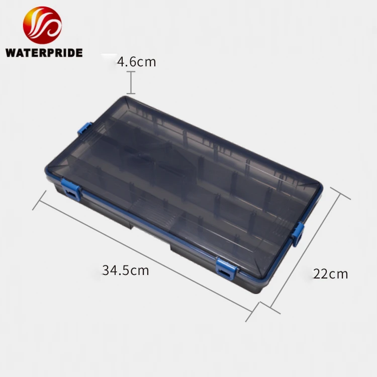 Waterproof Airtight Stowaway Tackle Box Storage Organizer for Fish Lure Fishing Tackle Box with Adjustable Dividers Plastic Gray