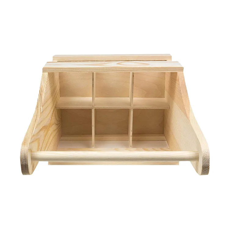 Party decorative practical hand basket type solid wood box wine 6 bottles