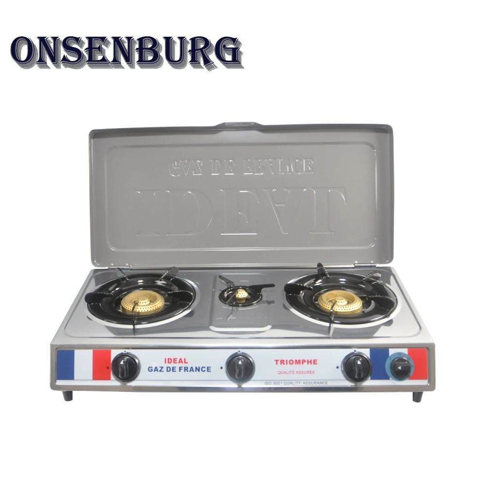 Three Brass Burner With Cover portable Gas Stove MST-303
