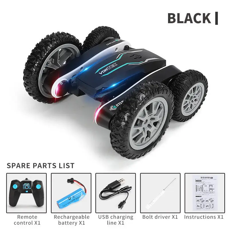 Factory wholesale  kids new mountain beach road rc car with lighting electric rc twist fancy stunt rolling remote car toy