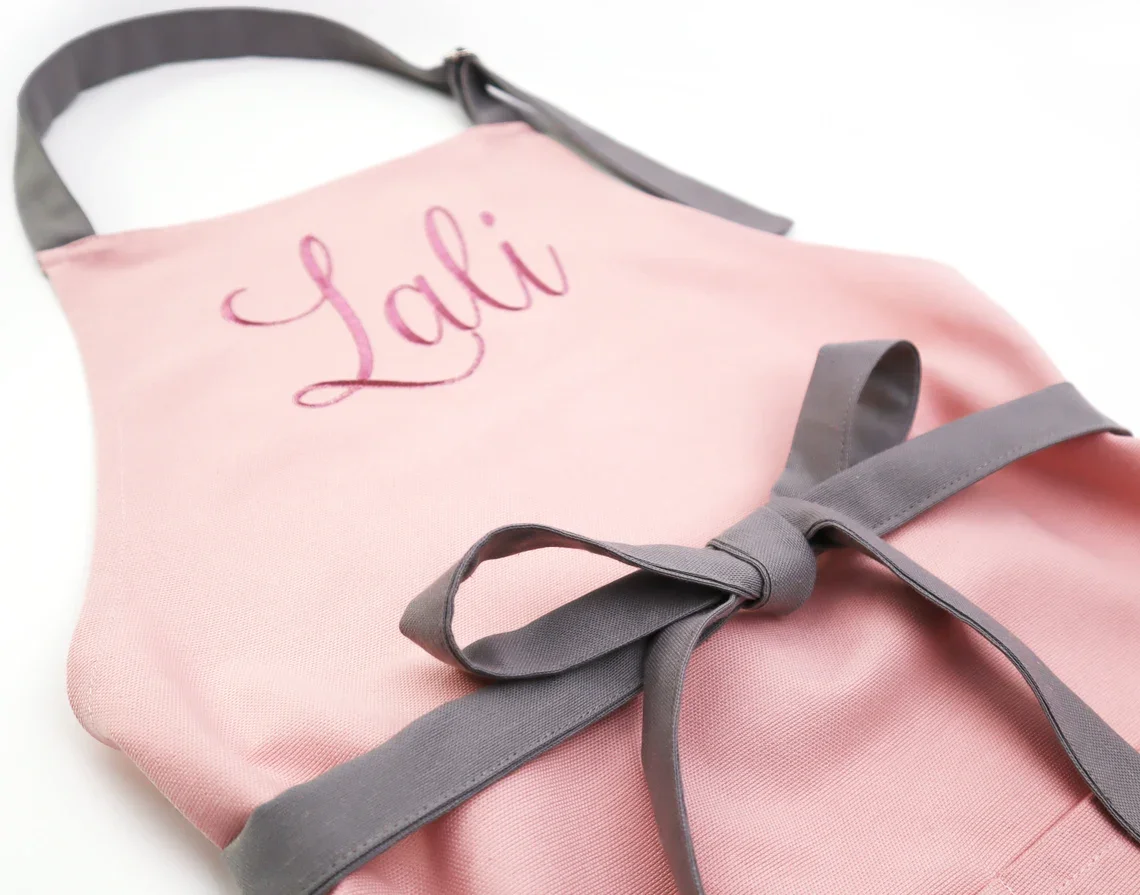 With Embroidery Logo Twilled Combed Cotton Customized Polyester Cotton Fabric Apron With Logo Custom For Women Lady