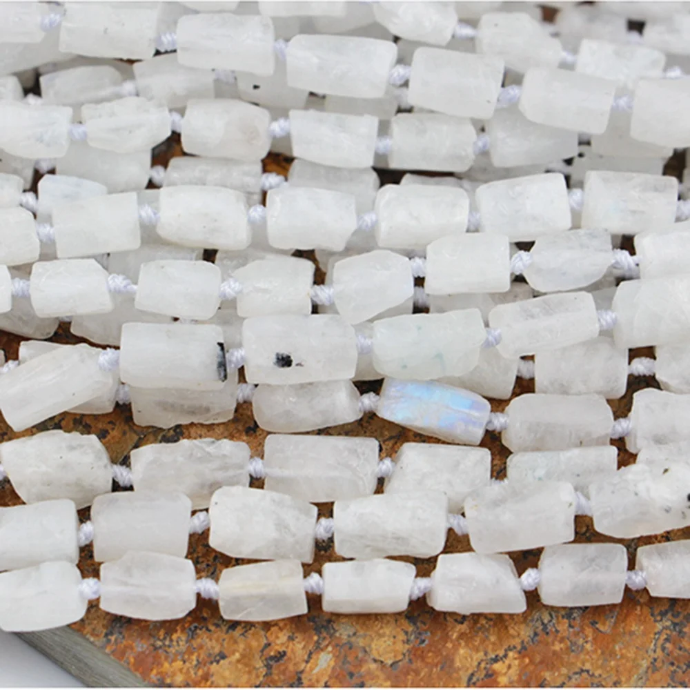 LS-A531 Amazing Natural Gemstone Cylinder Tube Stone Moonstone Beads 5-10mm Irregular Column Beads DIY Jewelry
