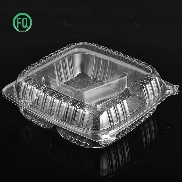 Manufacture Transparent Blister Fruit Box Packaging Clamshell BOPS Disposable Plastic Fast Food Takeaway Container