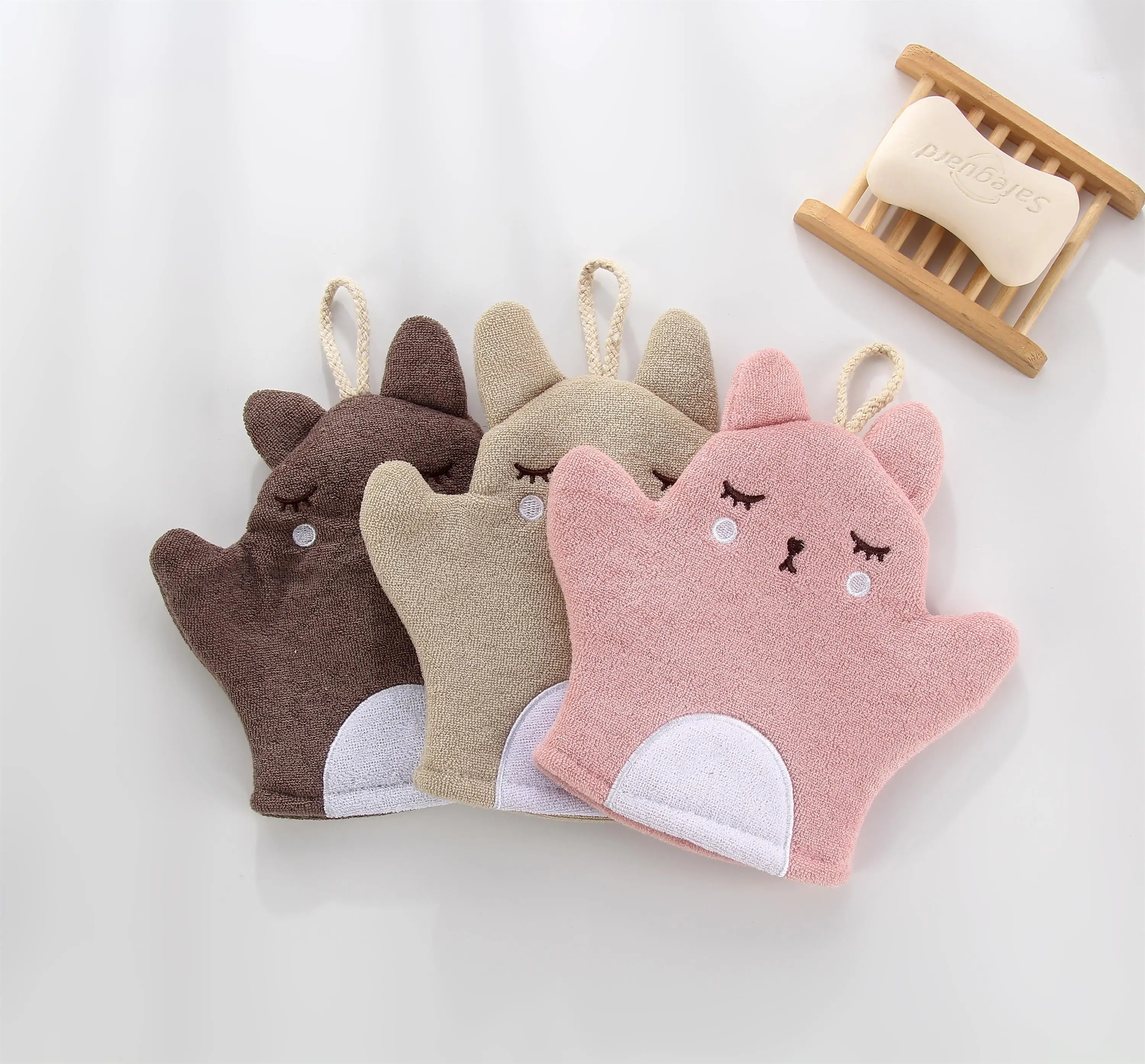 Bath Shower Glove Large Cute Rabbit Shape Bath Sponge Gloves Multi Color Optional Children for Kids Body Baby Towel Glove 