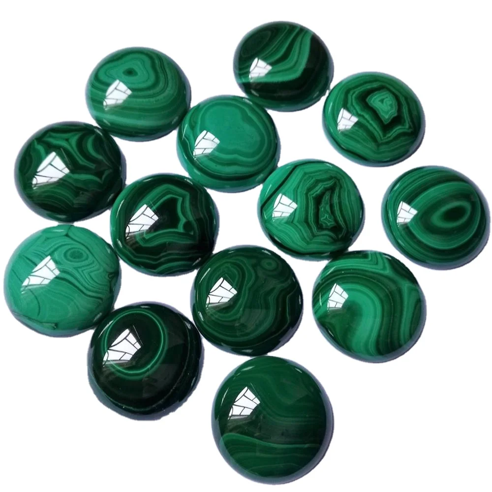 Quality Cabochon 30mm Round Round shape Flat Back Gemstone Cabochon Natural Malachite Cabochons