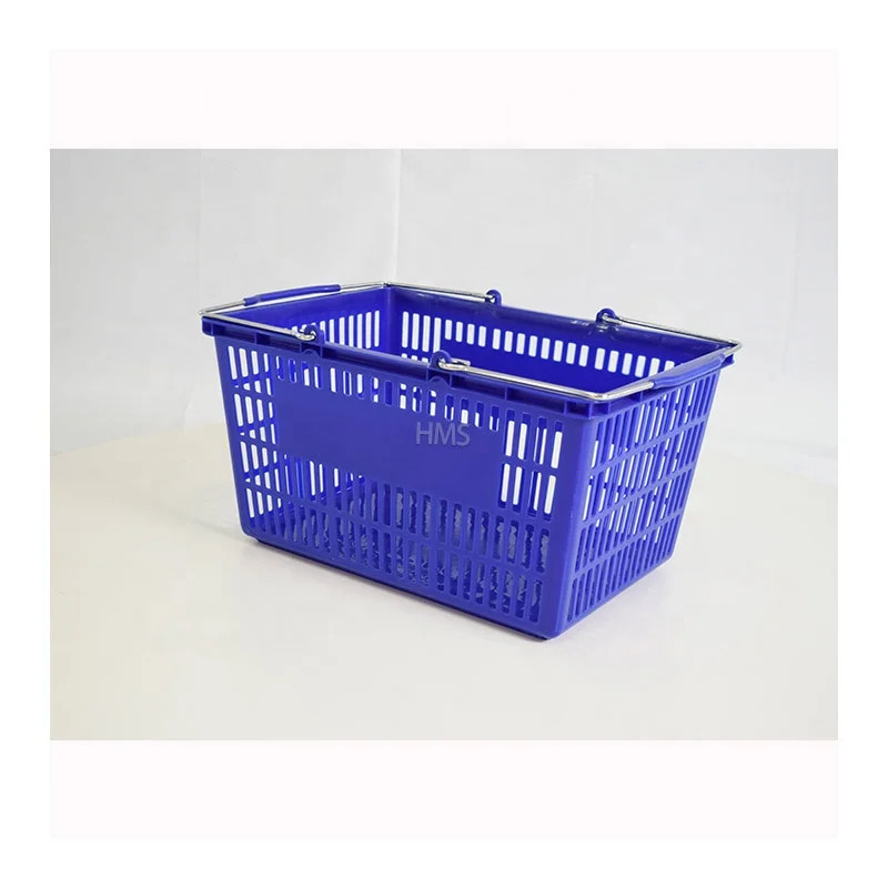 Wholesale Double Handle Basket Various Colors Plastic Folding Shopping Baskets