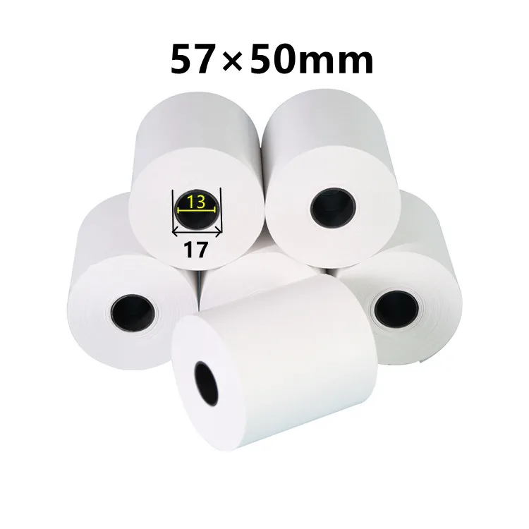 Wholesale 57*50mm POS Receipt Paper 70 gsm Thermal Paper Roll with 13/17mm core ATM machine Cash register paper