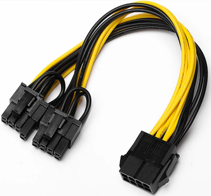 ПК основной каркас PSU желтый черный 8-контактный двойной 6 + 2-контактный 18AWG eSATA шнур штекер-гнездо прямой зарядный кабель