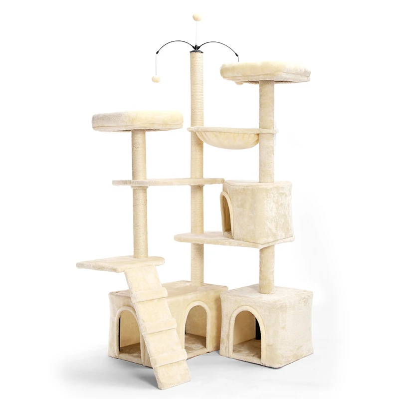 Petstar 61 inch Wall Corner Adjustable Rotatable Cat Scratcher Castle Condo Tree Big Heavy Cat Tree