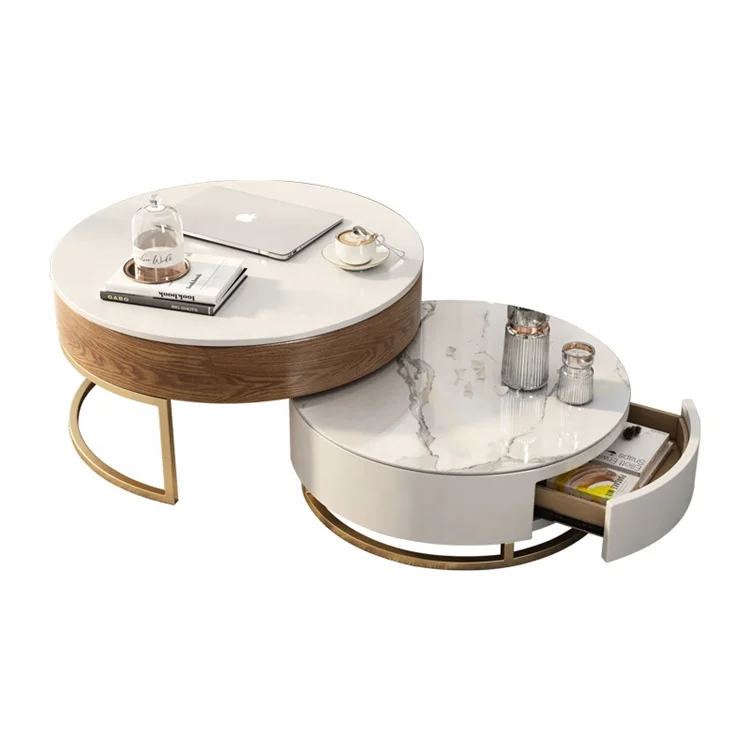 
 Оптовая продажа от производителя современный белый барливуд Деревянный Круглый Золотой журнальный столик с торцевым боковым столом  