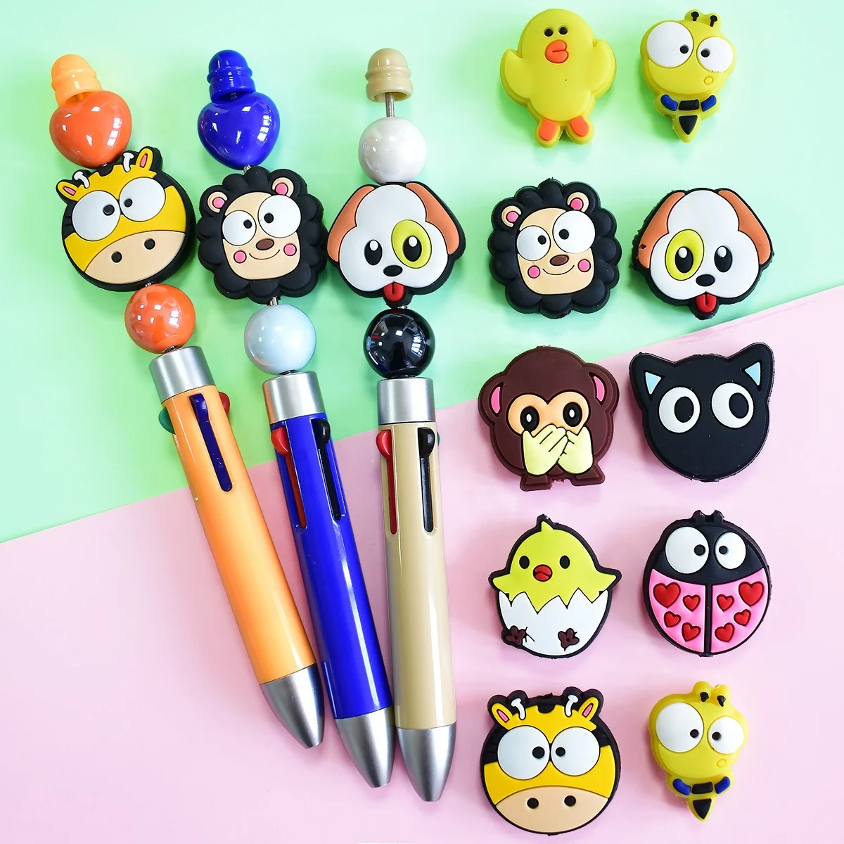 New Cartoon Animal Series PVC Soft Glue Detachable Focal Beads for Pen Making