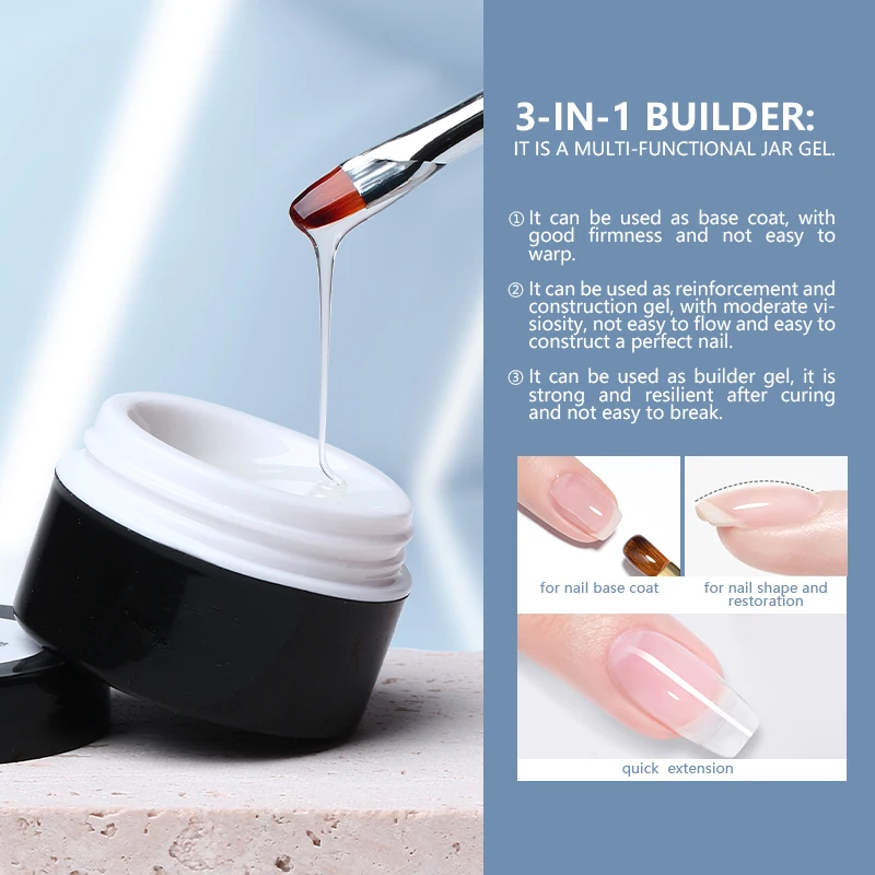 Clear Transparent Wholesale Bulk Private Label Building-Gel Nail 3-in-1 base&shape&build&extension gel