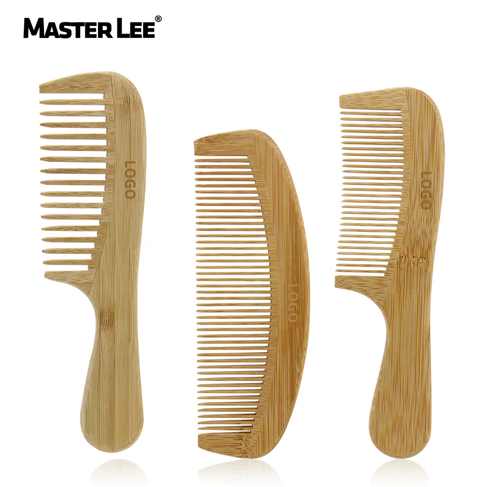 Factory price wooden hair comb eco-friendly bamboo braiding comb 3 pcs  custom logo detangling hair comb