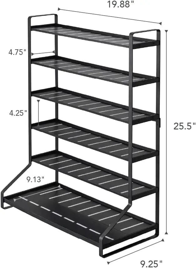 Customized 6 Layers Metal Black Garage Home Train Hotwheels Model Car Display Stand, Kids Toys Storage Rack