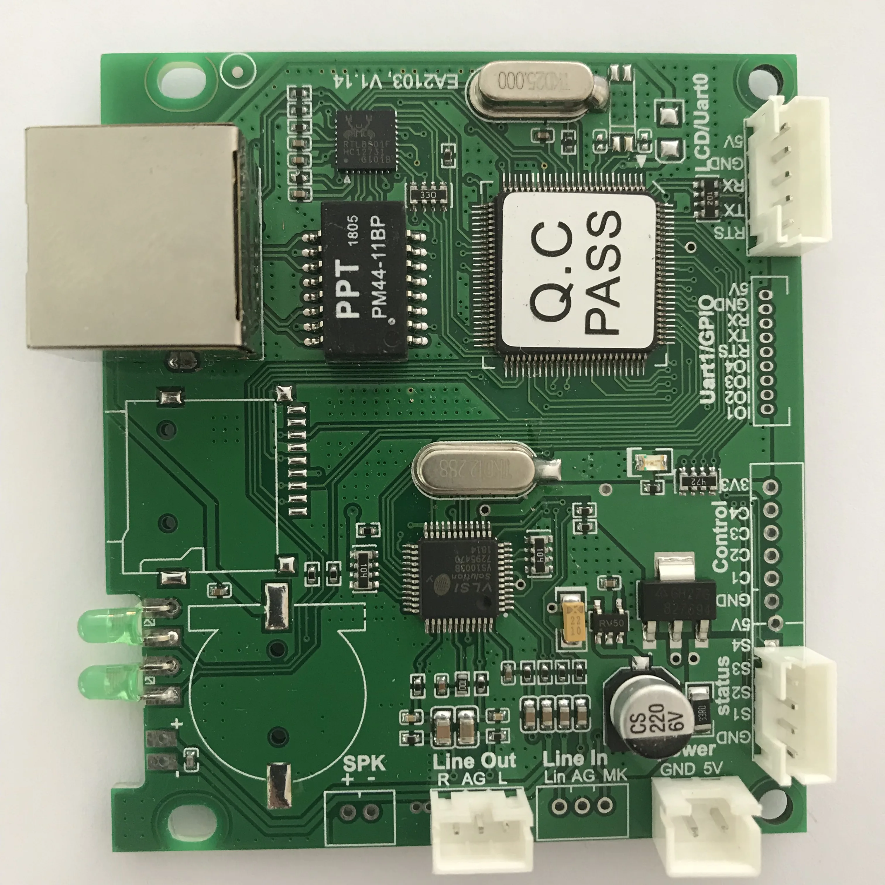  Сетевая аудиоплата PCB модуль IP-трансляции с усилителем мощности внутренней связью мониторингом функцией воспроизведения