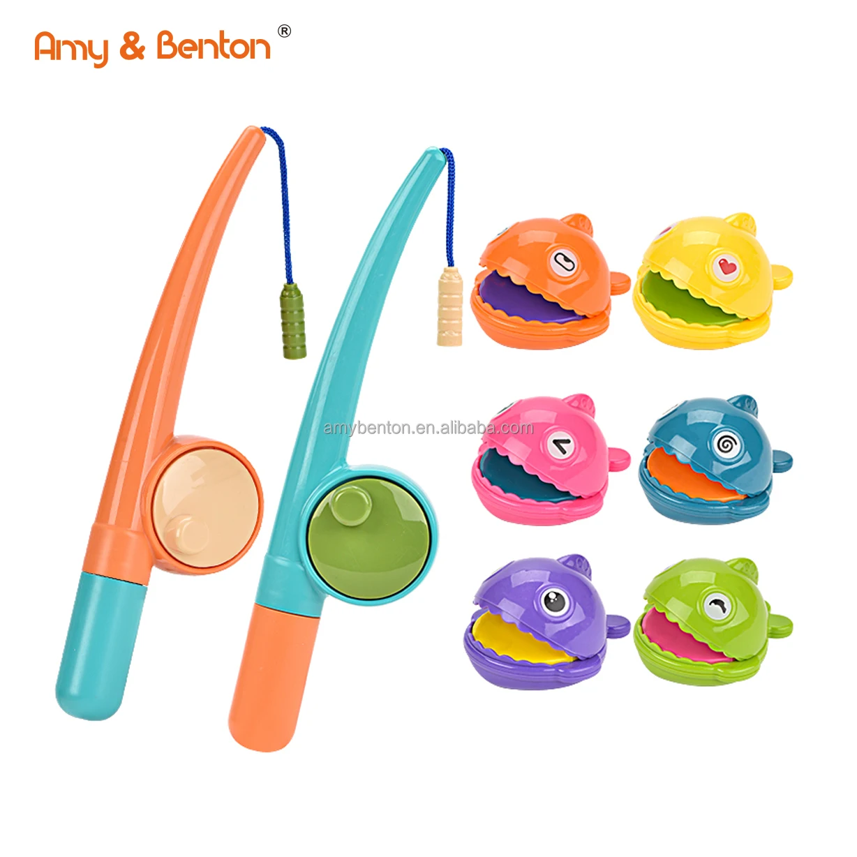 Hot sell 8-piece Parent-Child fishing set toy children fun cute colorful fishing bath toys for Toddlers educational