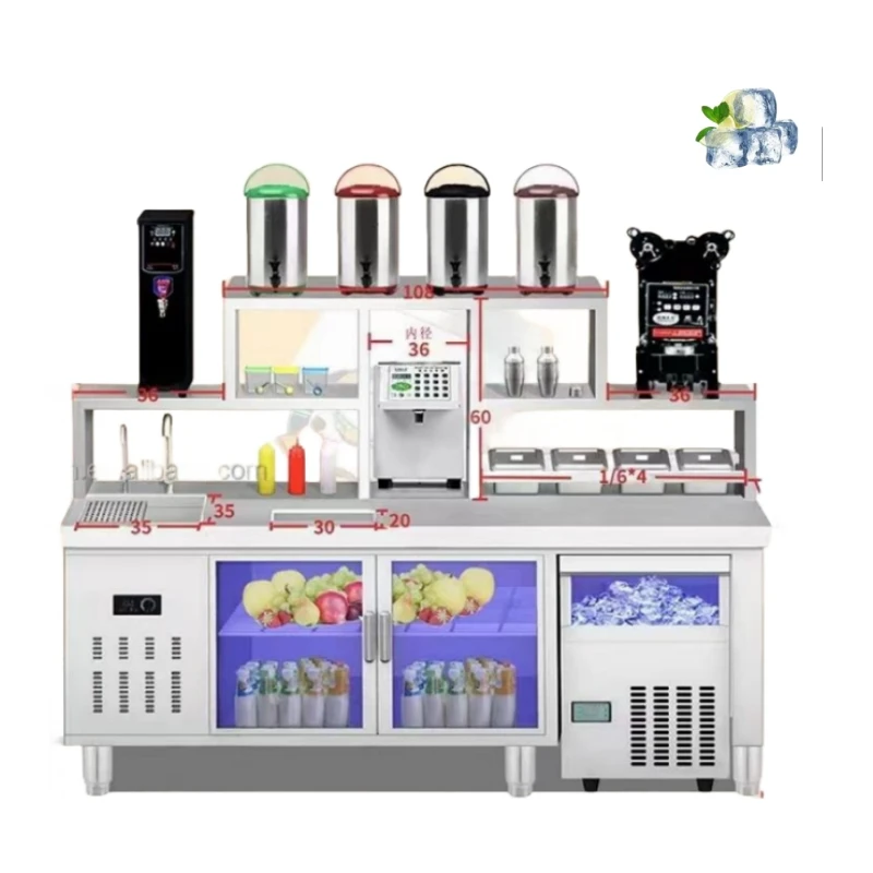 Water Bar Workbench refrigerator Stainless Steel Cocktail Working Station water bar machine