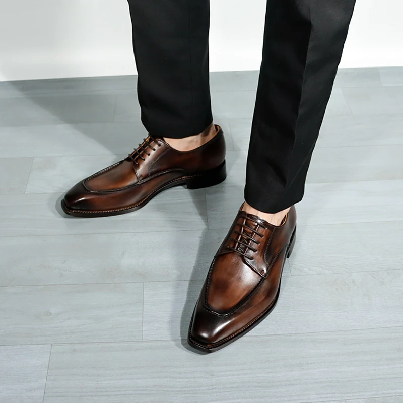 Luxury Goodyear Welt Shoes Business Office Dress Shoes Handmade Genuine Cow Leather Italian Men Shoes