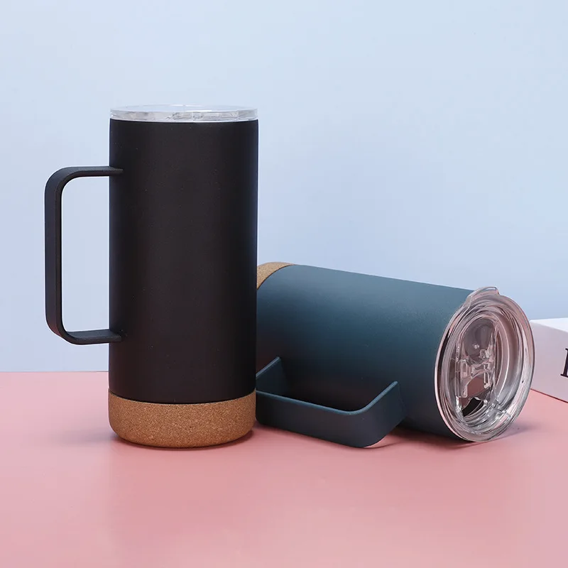Rubber Wood Soft Bottom Hot Sale Mug 304 Stainless Steel Insulation Cup American Style Office Cup Coffee Cup With Handle