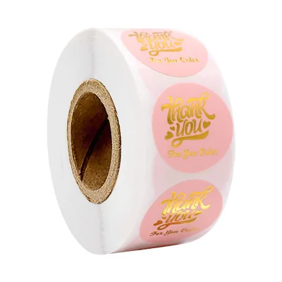 1Inch 500pcs Wedding Pink Handmade with Love Stickers Gold Roll Gifts Seal Packaging Label Sticker