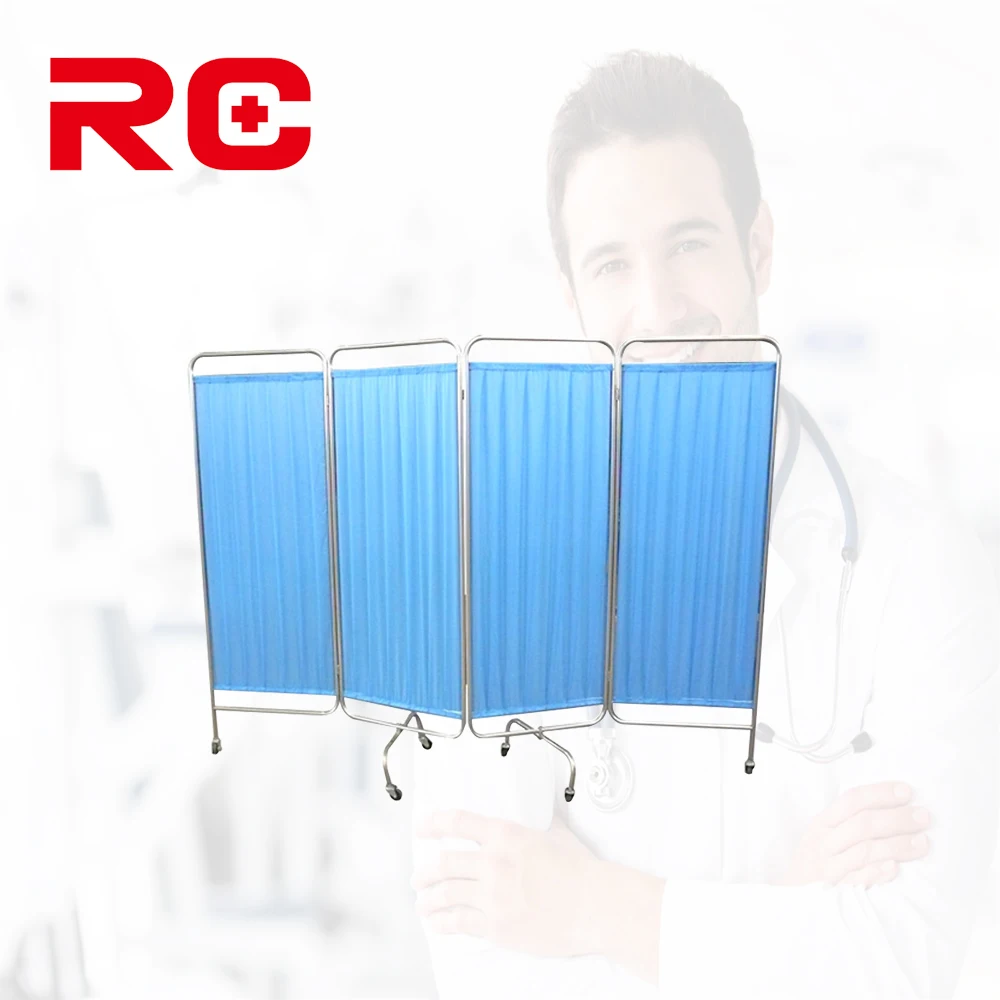 Stainless Steel Frame 4 Folding Partition Medical Ward Screen For