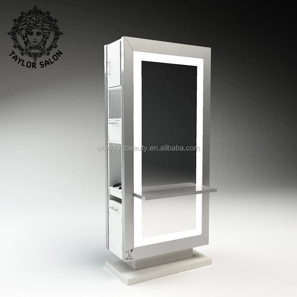 Salon hair equipment salon stations barber mirrors salon mirror station with LED light