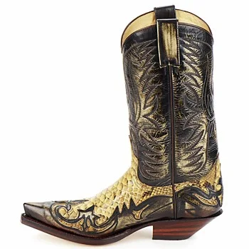 PDEP 2021 genuine leather mens cowboy western boots high quality embroidery for