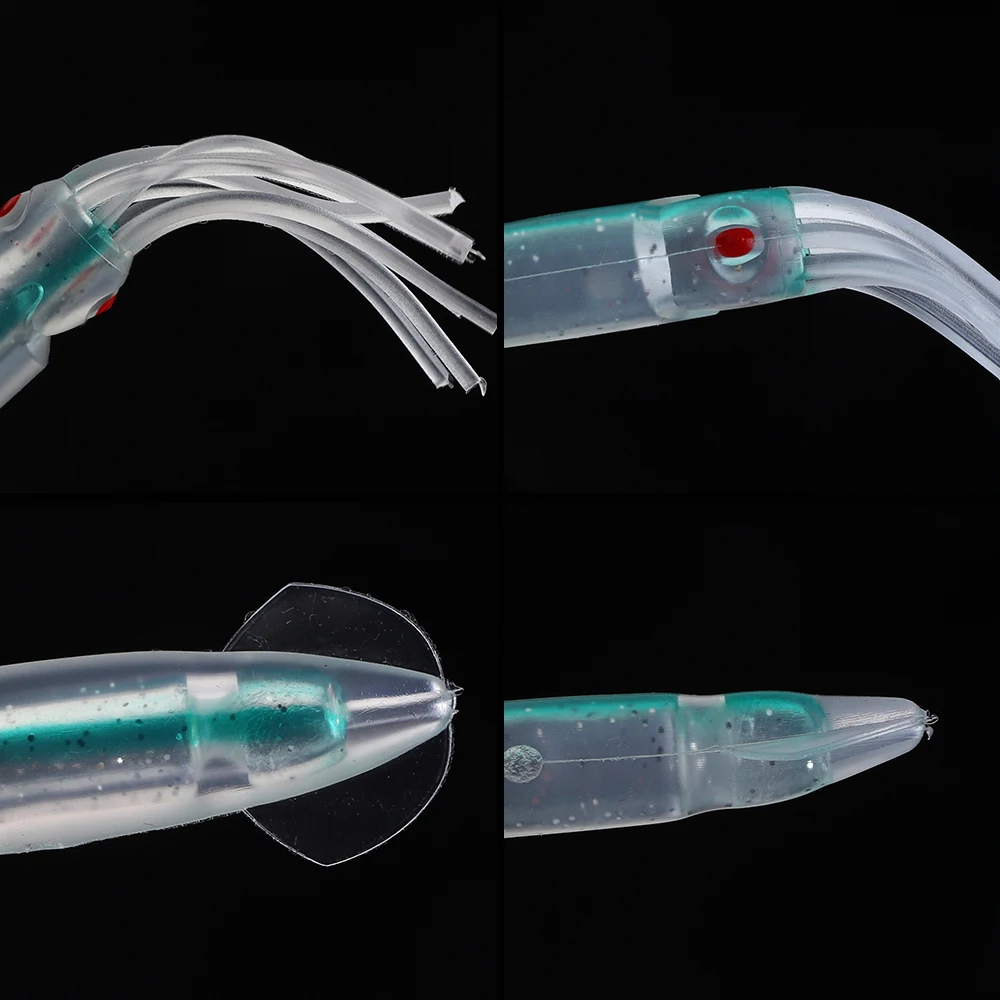 SUPERIORFISHING Lifelike Double Layer Squid Sea Boat Fishing Lure PVC Soft Squid Bait Luminous Cuttlefish Seawater