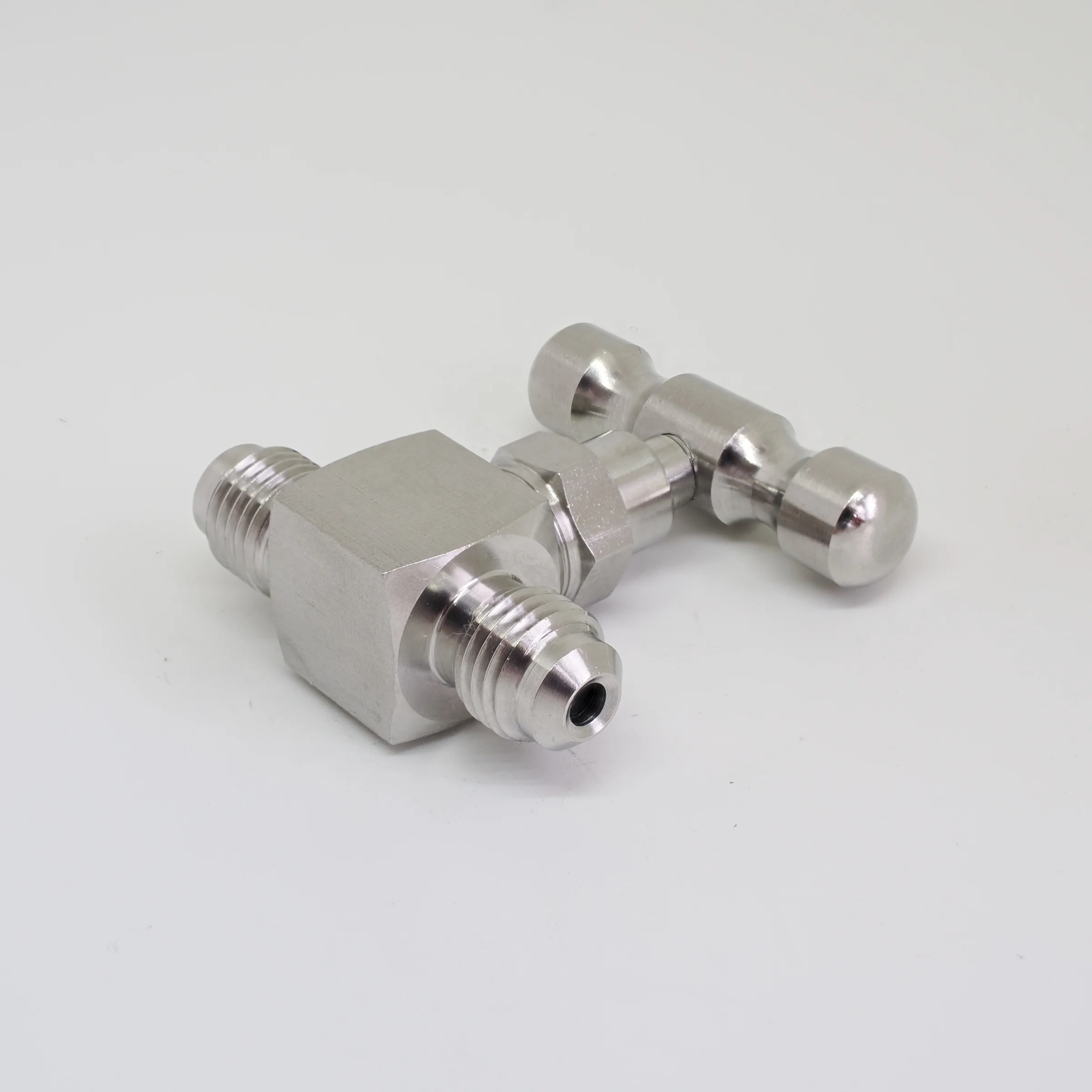 1/4'MFL Stainless Steel Needle Valves Ball Structure 1/4'Male flare X1/4' female flare swivelw/shut off valve