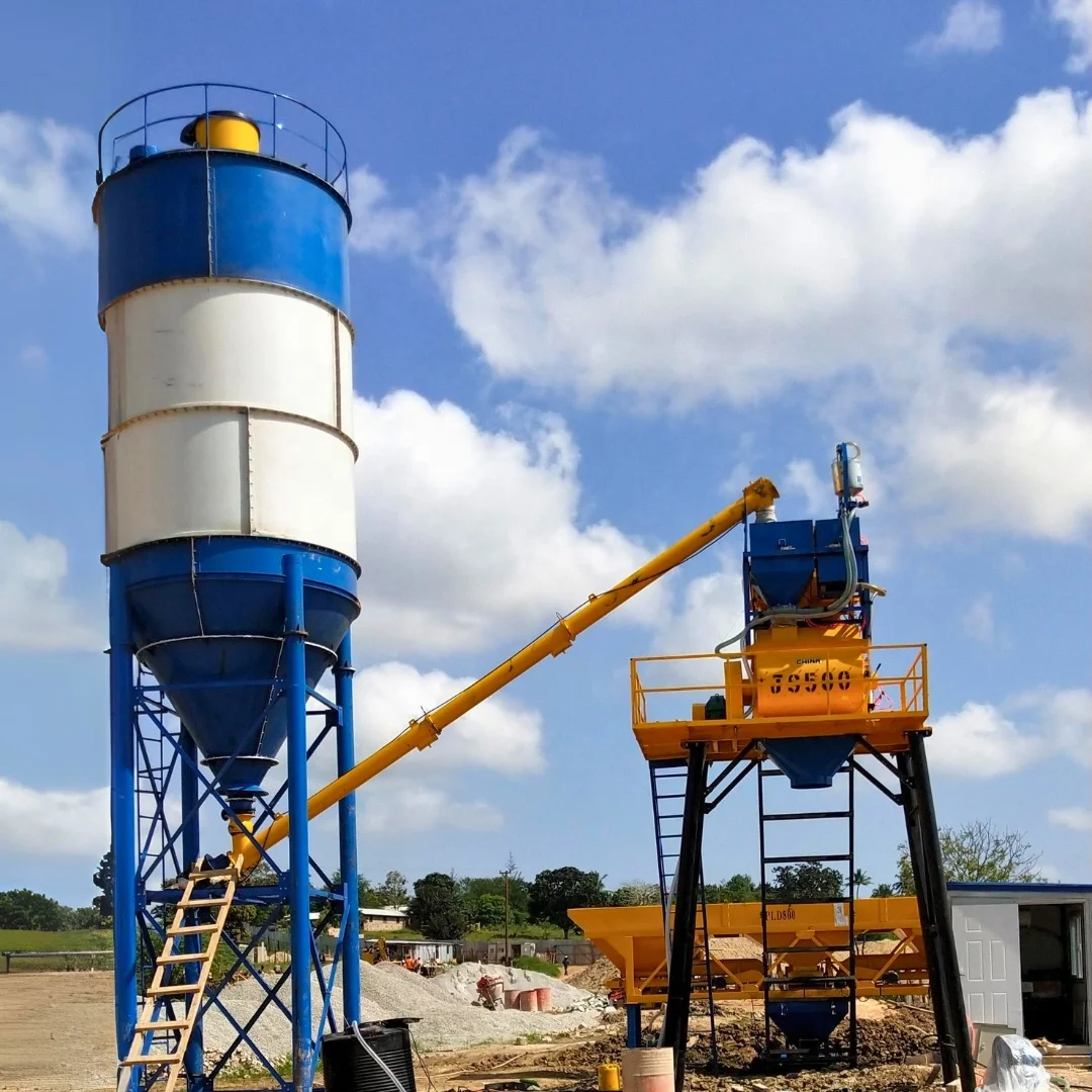 Small concrete machinery mixing plant automatic concrete produtction line mini hzs 25 35 50 75 m3h concrete batching plant