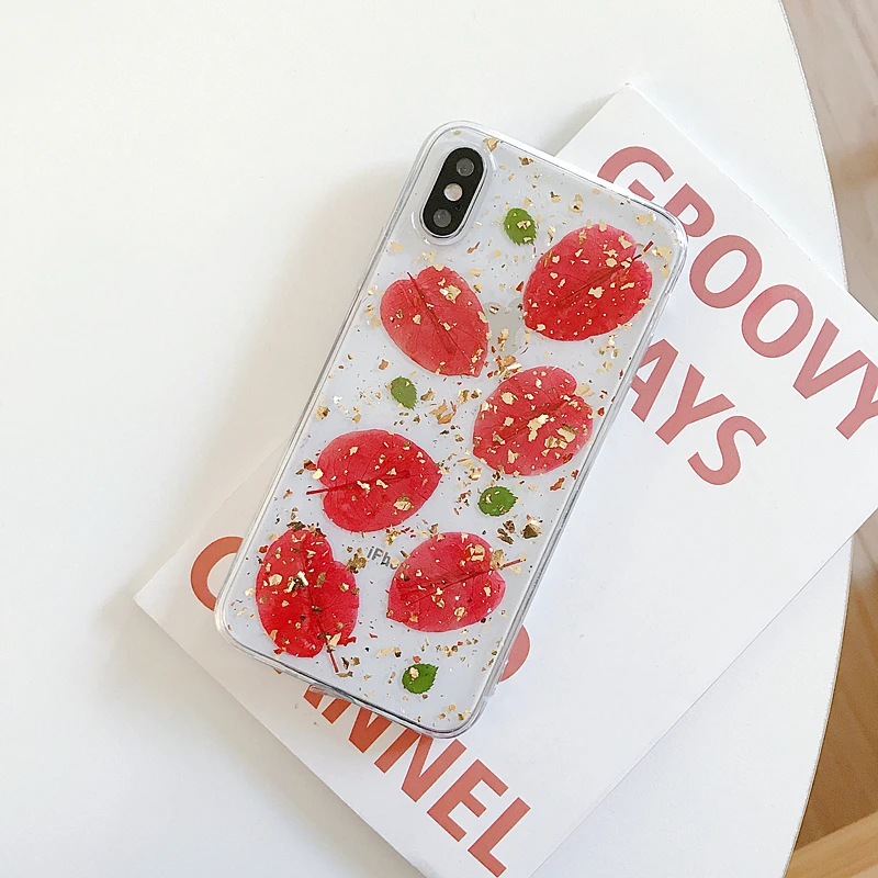 
2021 dropshipping pressed real flowers glitter phone case clear soft protective cover for Iphone 11/12 13 pro max 6 7 8 