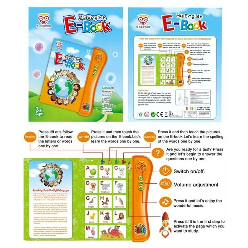 Child Intelligent Educational Electronic Touch Y Book Learning Machine Study Sound Book E Book Reader My English e-book for Kids