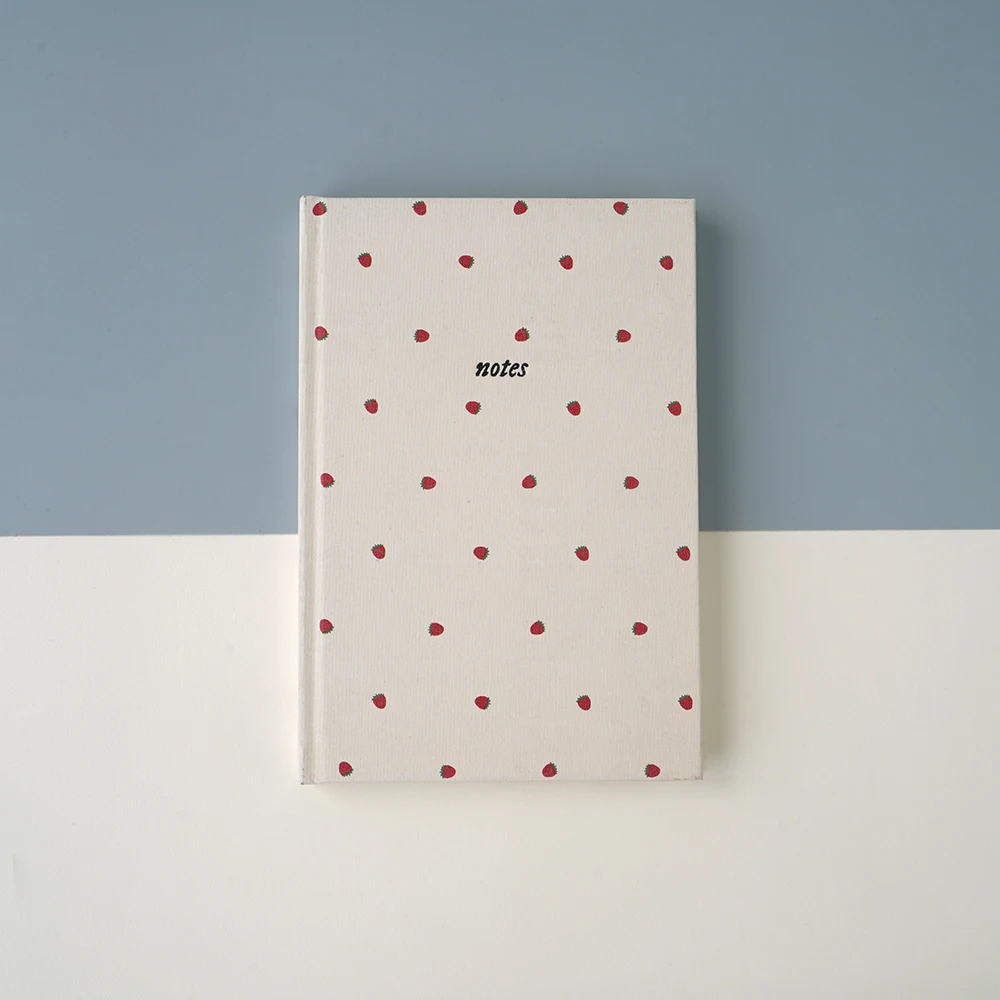 Custom A5 Linen Journal With Strawberries Goose Logo Fabric Diary Paper Planner Personalized Notebook
