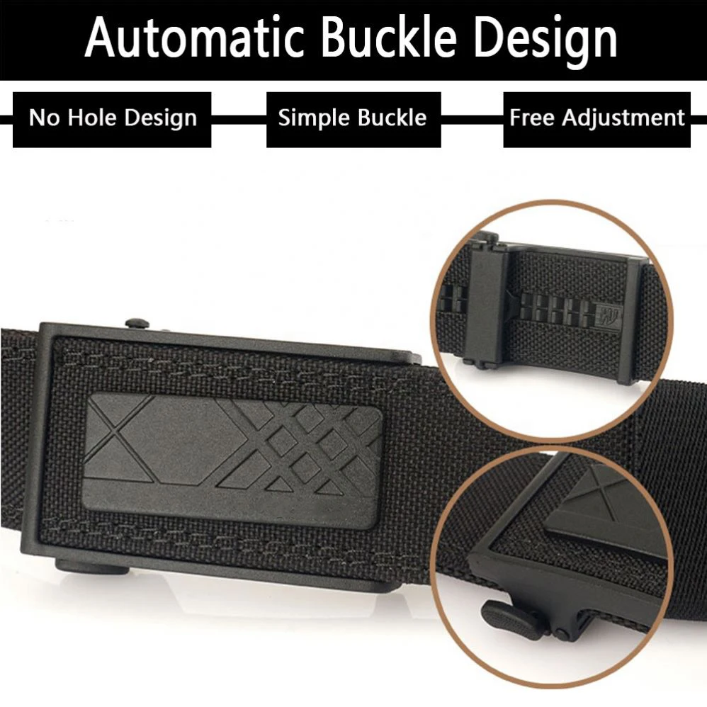 New design customized non porous waist belt hunting and hiking outdoor fabric metal automatic buckle nylon belt woven waist belt