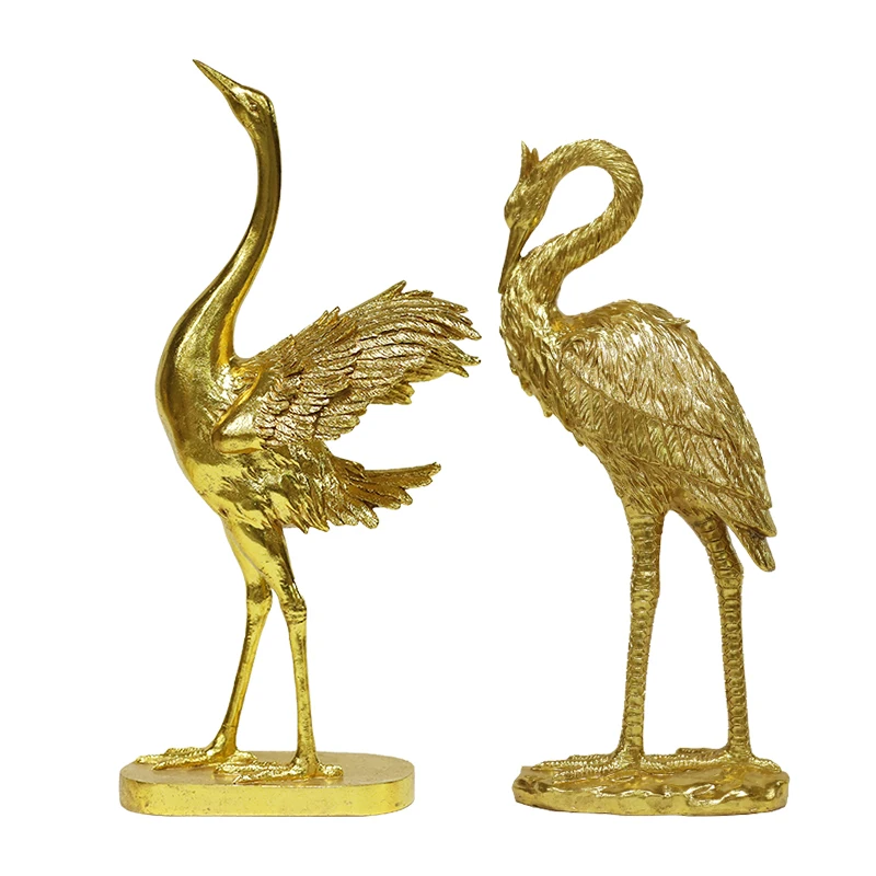 Redeco 2023 New Trend Fashion Swan Statues Gold Color Swans Shapes Figurine Resin Art Crafts For Home Office Tabletop Decor