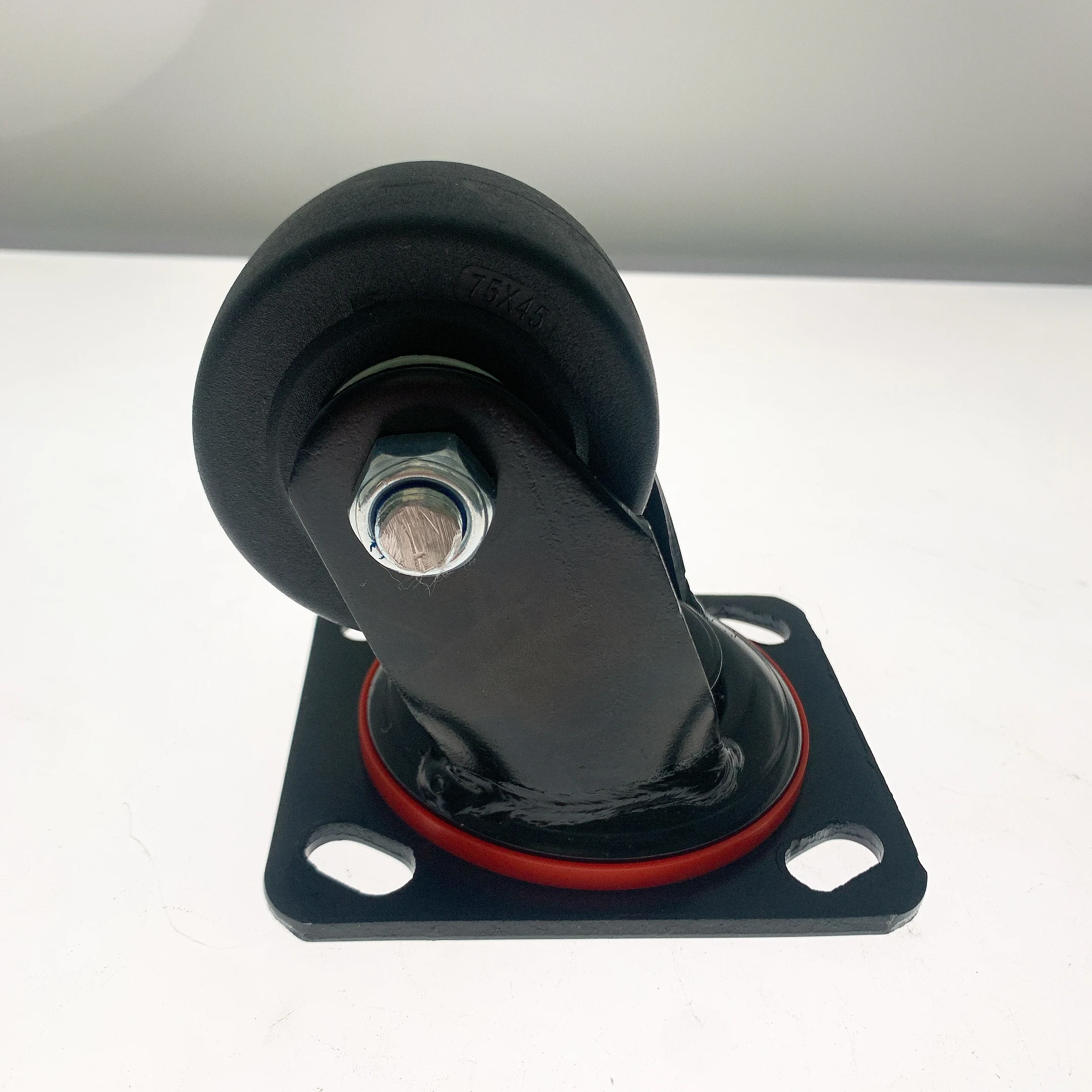 4.75mm Plate Thickness 75*45mm Black Bracket 3 Inch Heavy Duty Full Nylon Casters With Double Ball Bearing