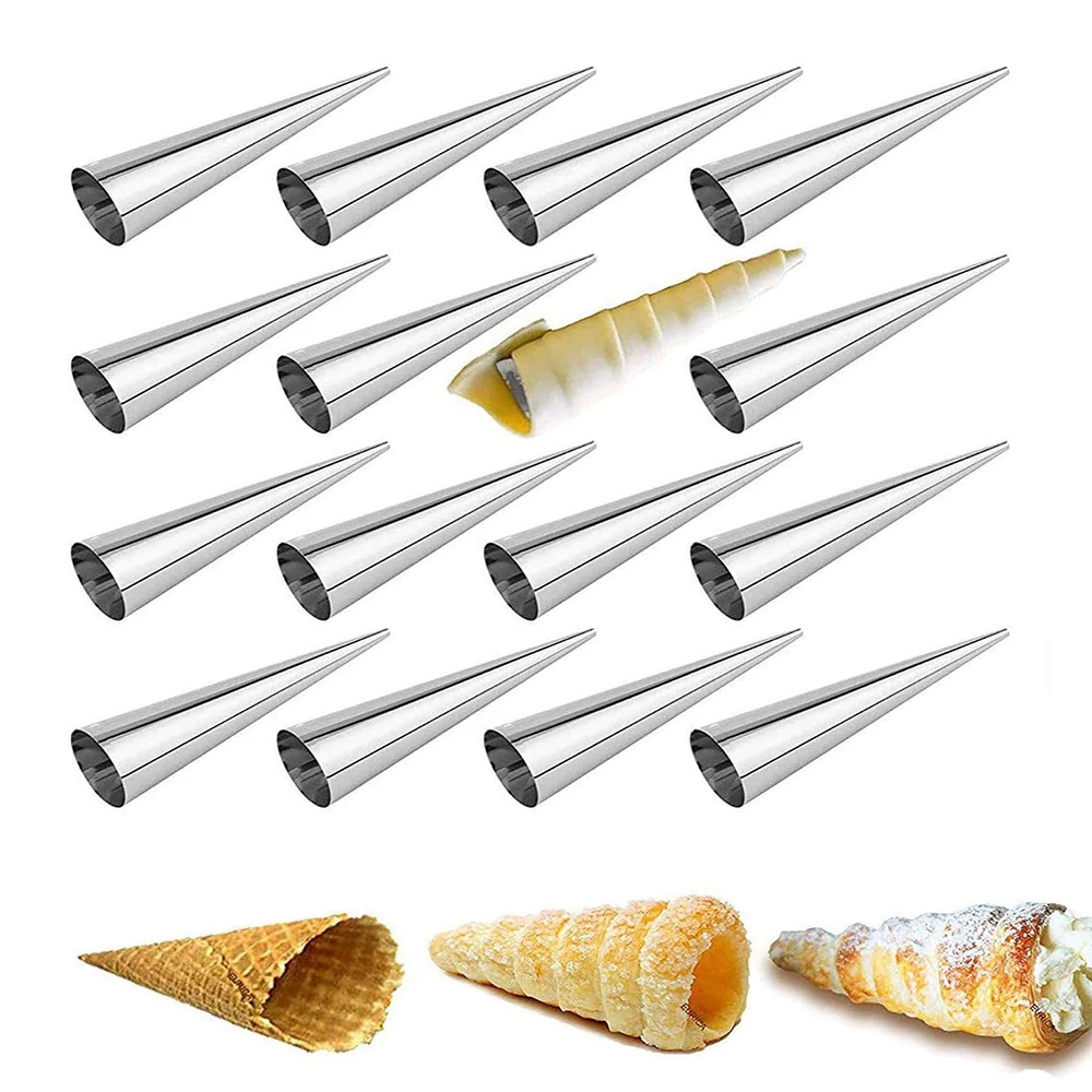 Kingwise Stainless Steel Non-stick Cannoli Form Roll Mold Shaper Cone Cream Horn Form Corn DIY Baking Cone Pastry Roll molds