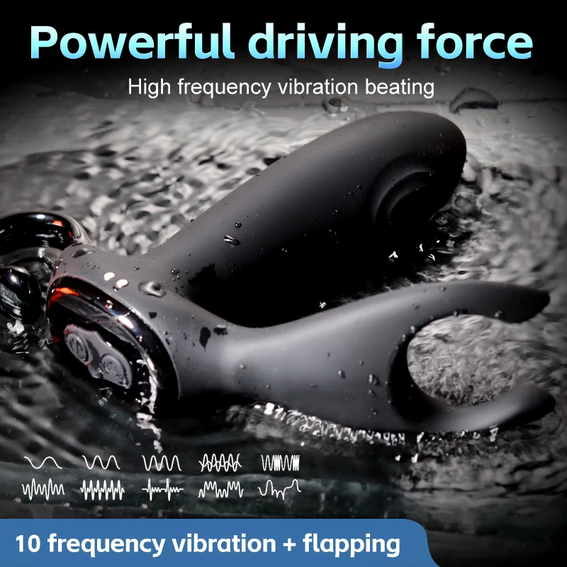 New Double Flap Vibration Prostata Stimulator Silicone Male Prostate Massage Vibrator Anal Vibrator Butt Plug Buckle Ring Toy